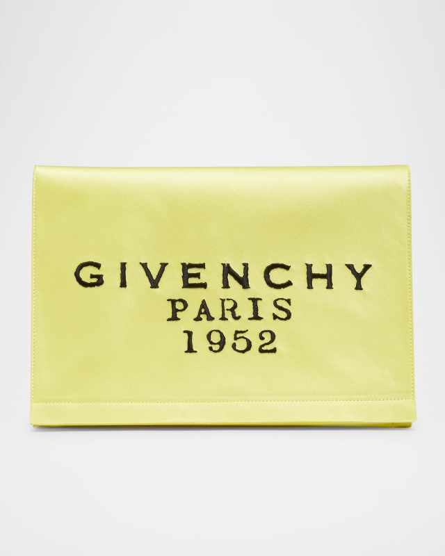 Pattern Pochette in Satin with Logo Embroidery